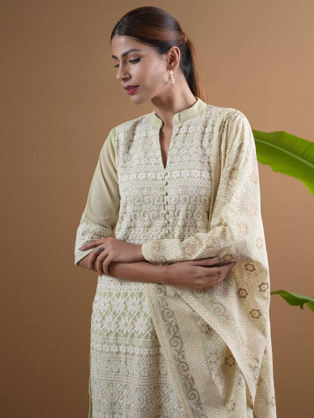  AMAIRA Green Embroidered Georgette Suit Set 