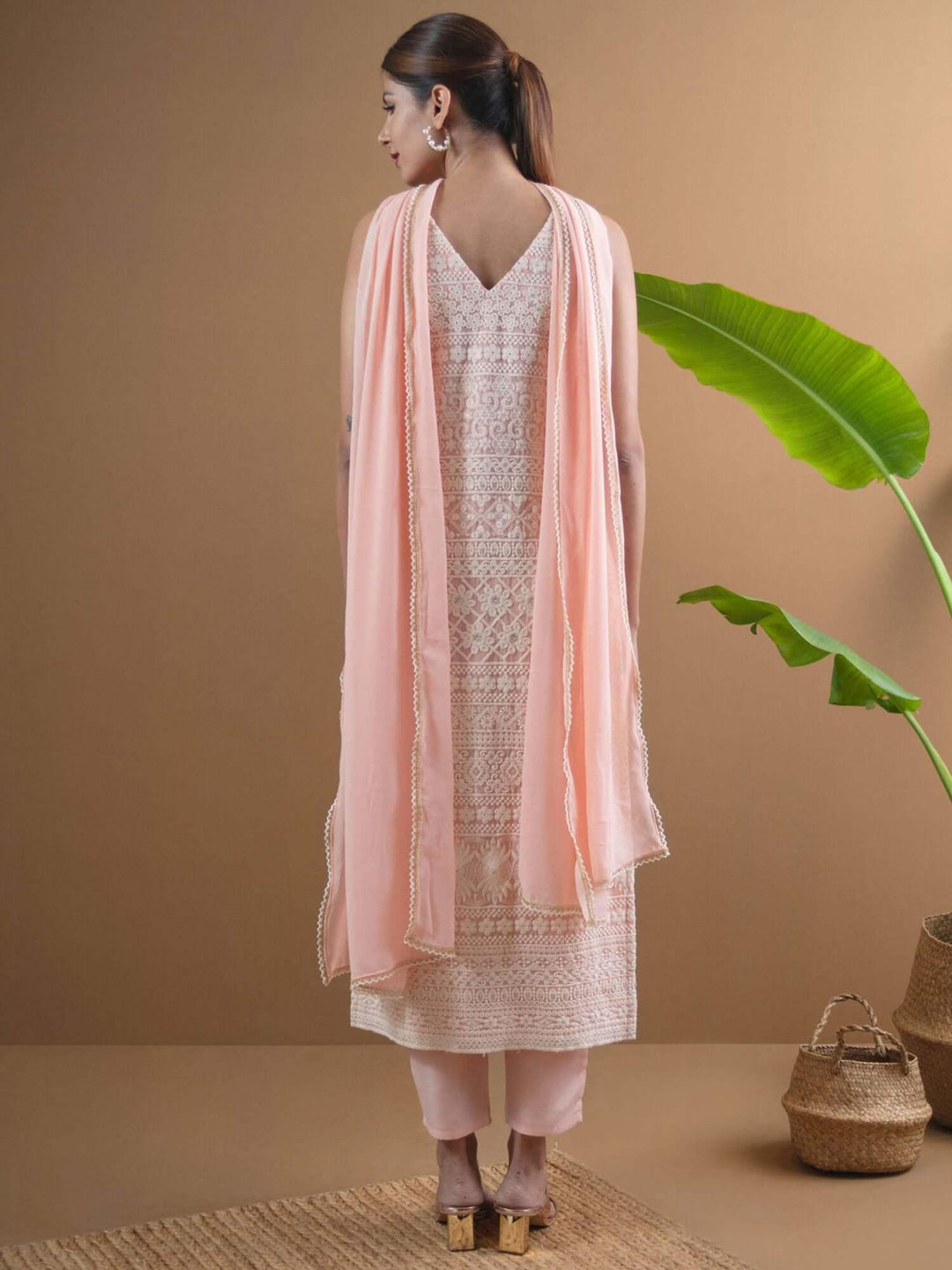  AAVYA Pink Embroidered Georgette Suit Set 