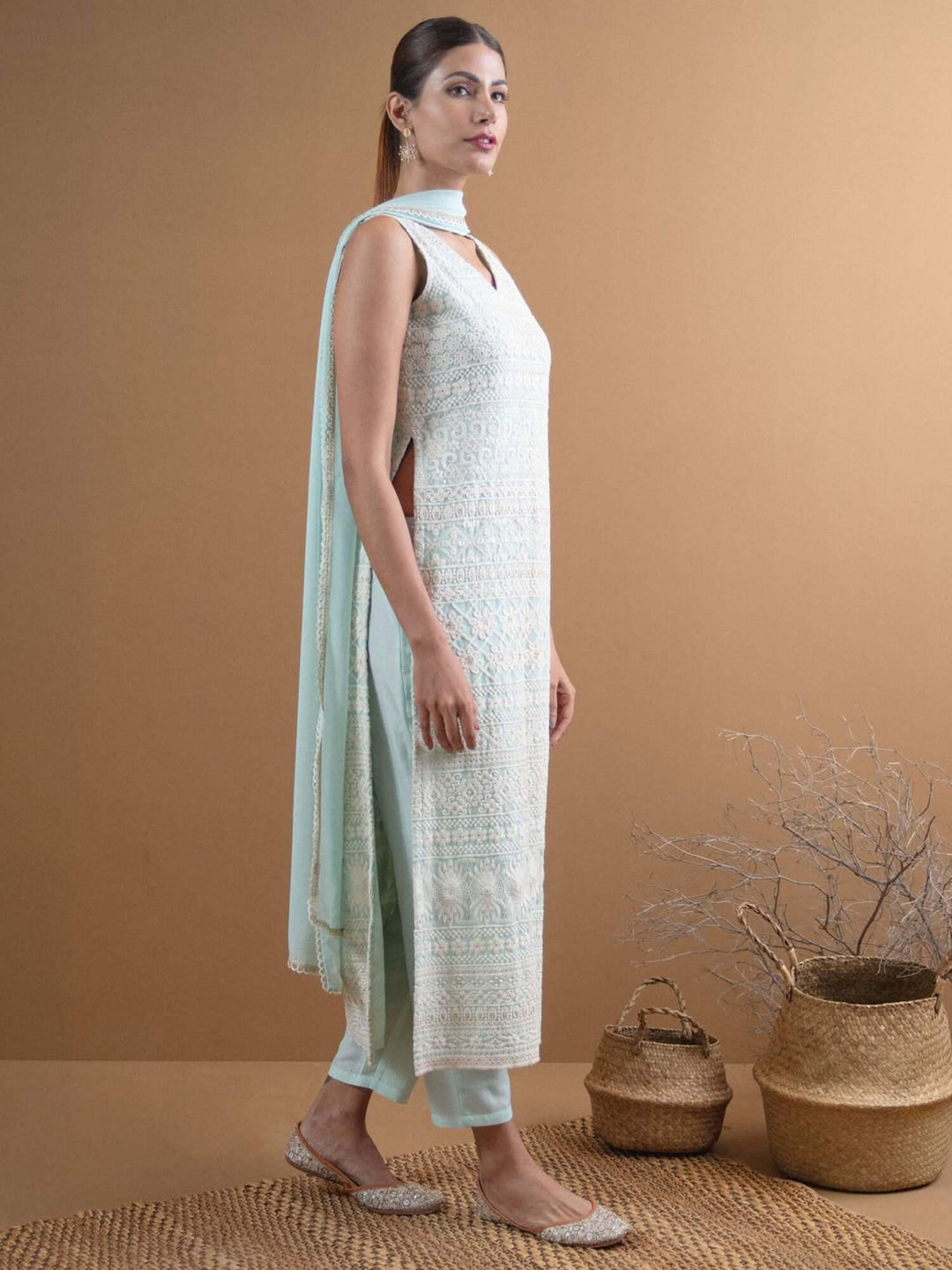  Blue Solid Cotton Kurta 