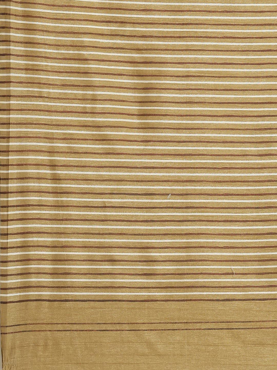 Beige Printed Cotton Silk Saree - Libas 