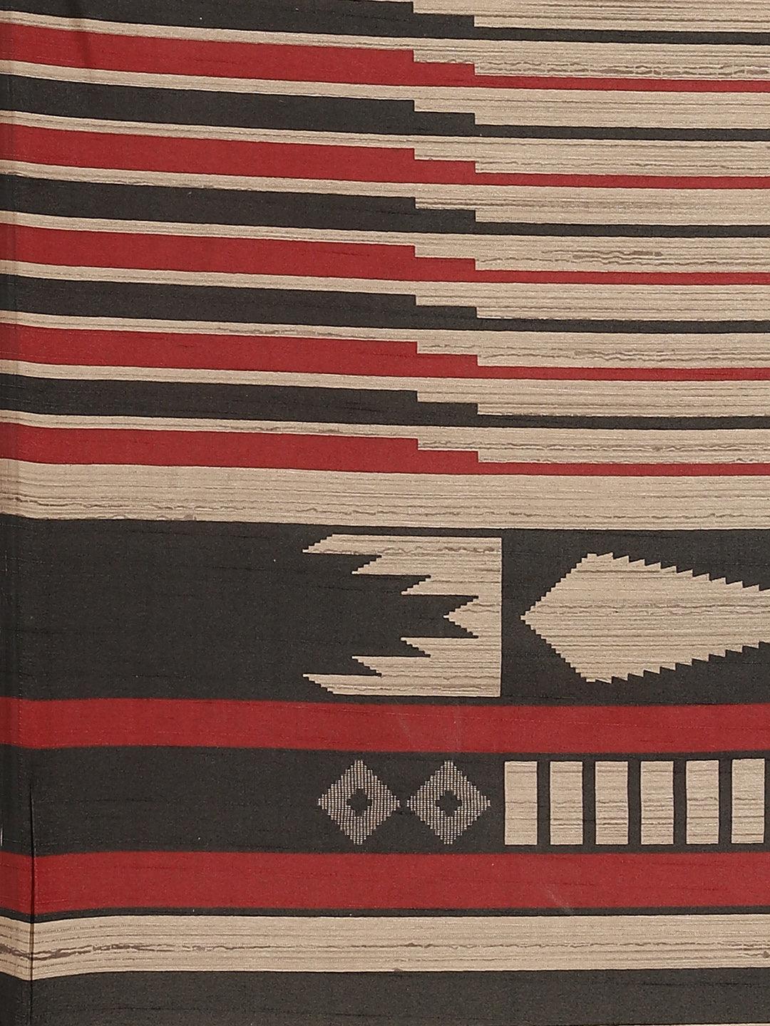 Beige Printed Cotton Silk Saree - Libas 