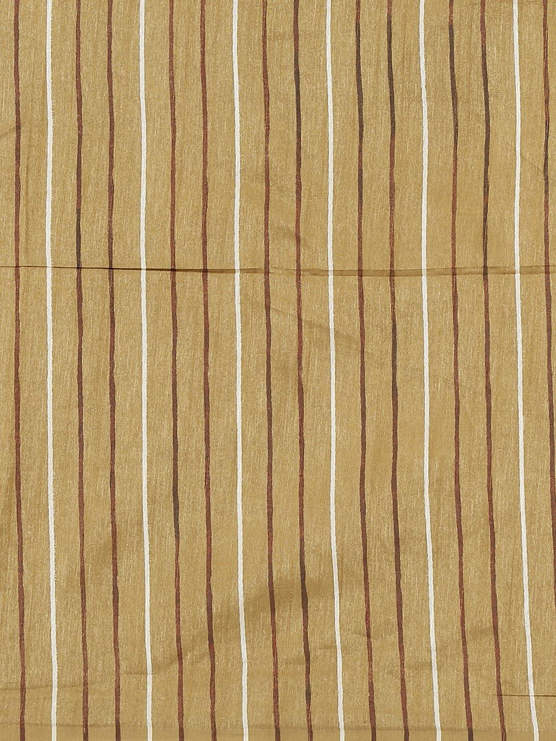 Beige Printed Cotton Silk Saree - Libas 